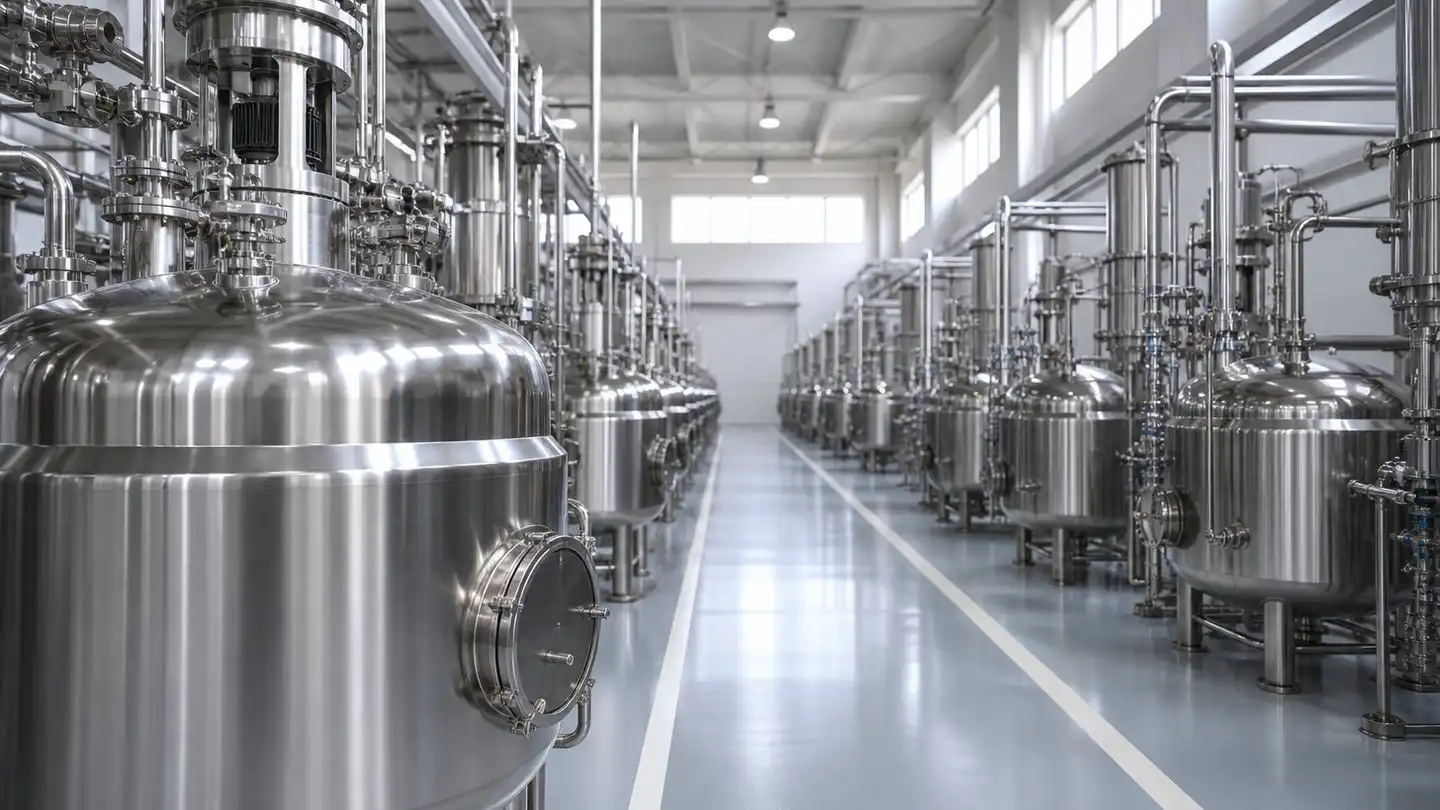 blog-500-1 Stainless-steel extraction vessels on a clean botanical extract production floor