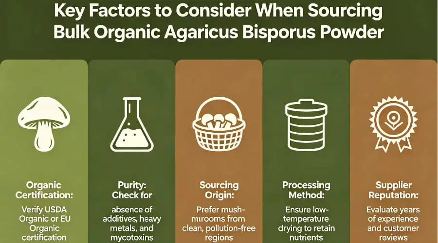 Key Factors to Consider When Sourcing Bulk Organic Agaricus Bisporus Powder Key Factors to Consider When Sourcing Bulk Organic Agaricus Bisporus Powder