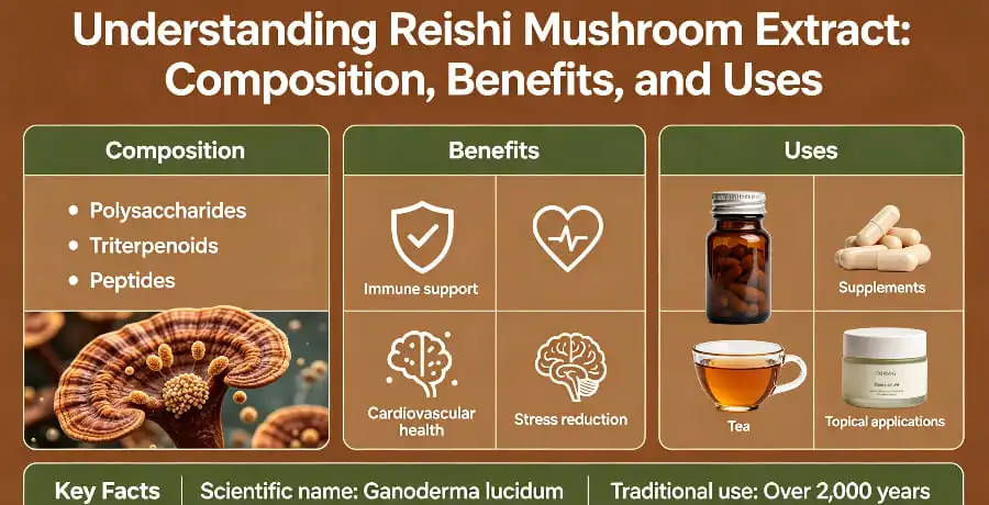 Understanding Reishi Mushroom Extract-Composition, Benefits, and Uses Understanding Reishi Mushroom Extract-Composition, Benefits, and Uses