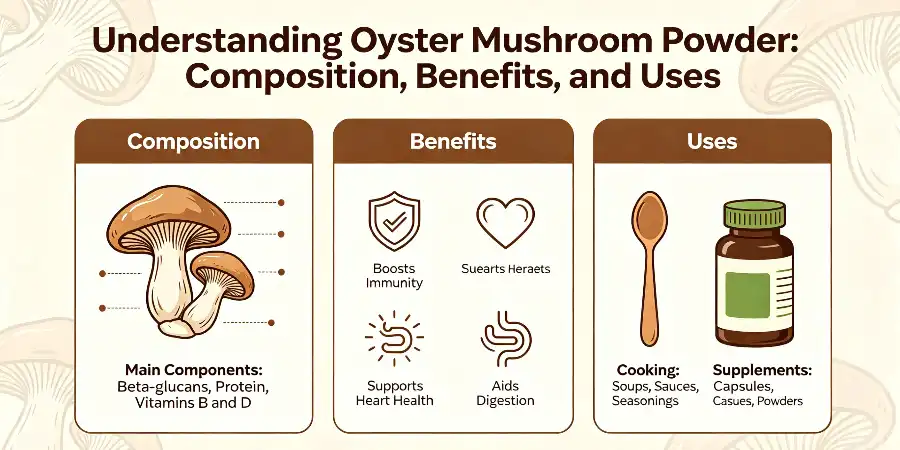 Understanding Oyster Mushroom Powder-Composition, Benefits, and Uses Understanding Oyster Mushroom Powder-Composition, Benefits, and Uses