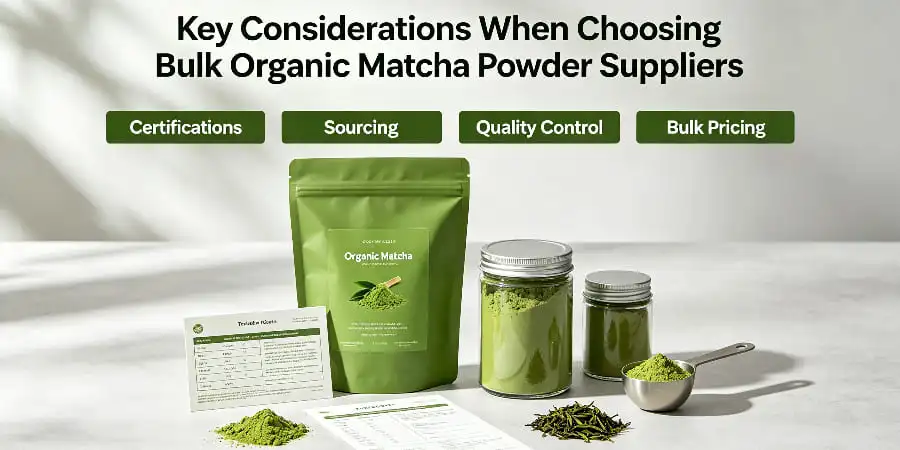 Key Considerations When Choosing Bulk Organic Matcha Powder Suppliers Key Considerations When Choosing Bulk Organic Matcha Powder Suppliers
